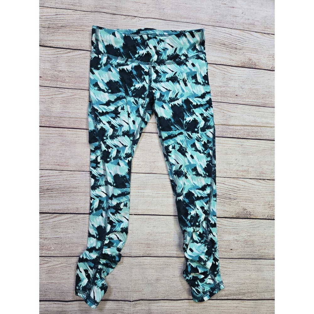 All in Motion Girls' athletic‎ leggings size XS Teal Green geometric print